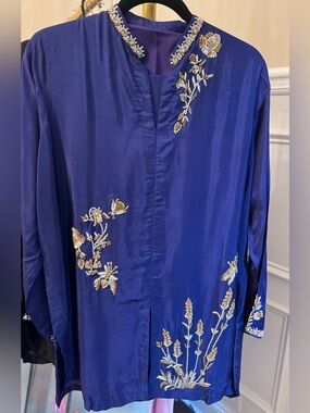 Royal Blue Embroidered Women’s Kurta 2 pc co-ord set